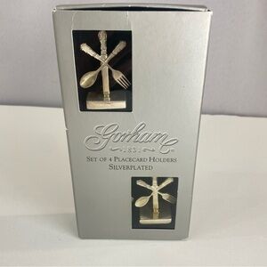 Gorham Silverplated Holloware Placecard Holders Set 4 Cutlery Serve-ware Dinner